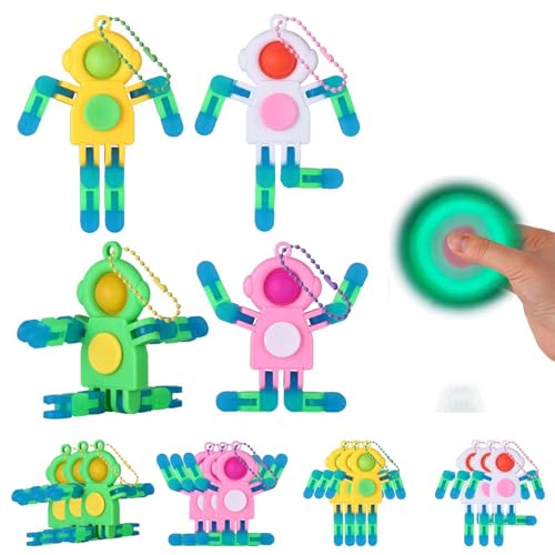 Bambebe 12PCS Roboter Fidget Toys für Kinder Erwachsene, Deformation Chain Transformator Fingertip Spielzeug im Dunkeln leuchten, Badewannenspielzeug für Kinder, Baby Sensorik Spielzeug, Party Gunst von Bambebe
