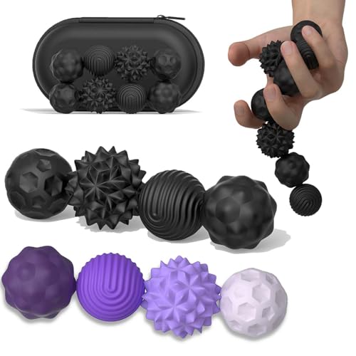 Bambebe 8 Stück Magnetische Fidget Toys, Magnetkugeln Anti Stress Bälle, Fidget Toys Erwachsene Sensorik Bälle, Magnetische Kugeln Acupressure Balls(lila&schwarz) von Bambebe