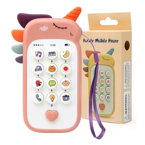 Bambebe Musikspielzeug Handy ab 1 Jahr, Spielzeug für Baby 6-9 Monate, Spielhandy mit Musiklichten, Telefon-Geschenk für Mädchen und Jungen (Englische Version) von Bambebe