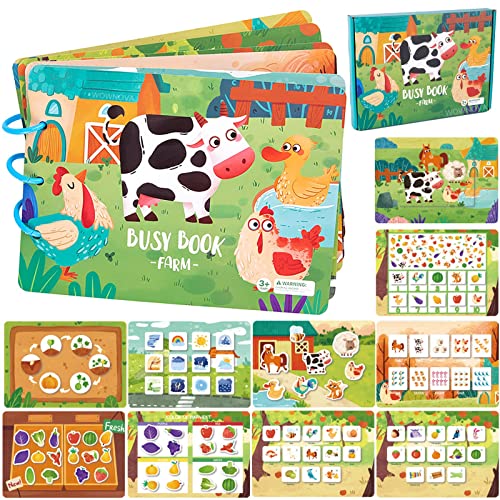 Bambebe Busy Books for Toddlers, Montessori Spielzeug Quiet Book Wiederverwendbare Stickerbuch für 1 2 3 Jahre, Lernspielzeug Ruhiges Buch Junge Mädchen, Kinder Aufkleber Bücher Sensorisches Spielzeug von Bambebe