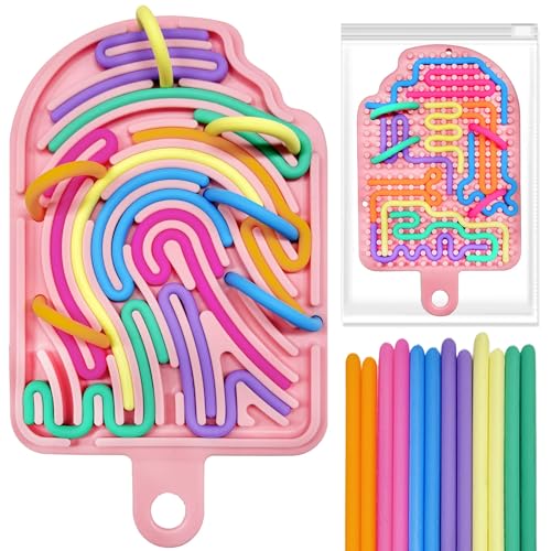 Bambebe Doppelseitiges Sensorik Activity Board mit 12 Bunten Silikonschnüren & Tasche – Fidget Spielzeug zur Stressreduktion für Kinder ab 3 Jahren & Erwachsene von Bambebe