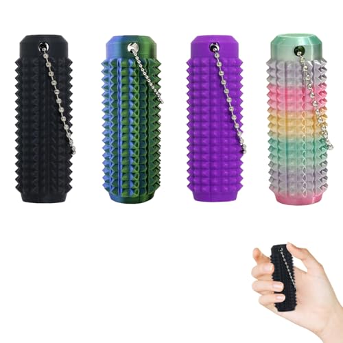 Bambebe Fidget Spielzeug & Fingermassagegerät Set – 4 Pcs Spiky Grippie Schlüsselanhänger & Akupressur Massagestab – Stressabbau & Fokushilfe bei ADHS, Sensorik Spielzeug für Erwachsene von Bambebe