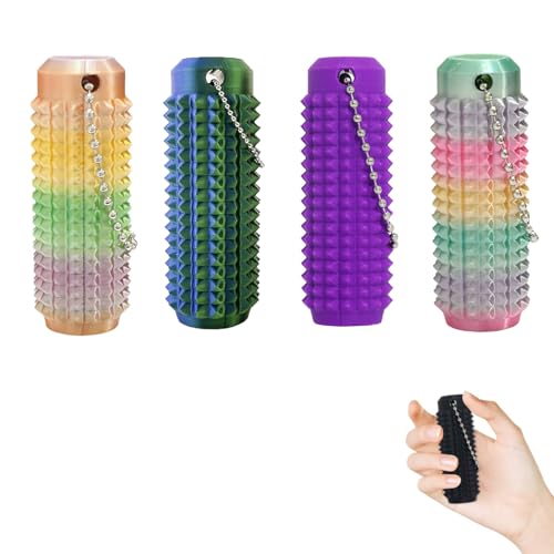 Bambebe Fidget Spielzeug & Fingermassagegerät Set – 4 Pcs Spiky Grippie Schlüsselanhänger & Akupressur Massagestab – Stressabbau & Fokushilfe bei ADHS, Sensorik Spielzeug für Erwachsene von Bambebe
