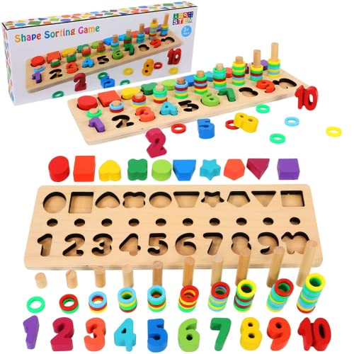 Bambebe Montessori Spielzeug ab 3 Jahre, 3 in 1 Baby Holzspielzeug ab 3 Jahre, Lernspielzeug ab 3 Jahre, Kinder Spiele für Alter 3 4 5 Jahre Kleinkinder Jungen Mädchen von Bambebe