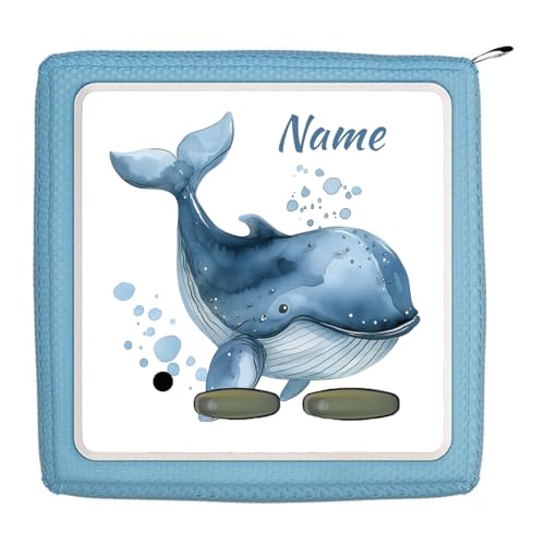 Bambinella Set - Motiv: Wal in Aquarelloptik - Schutzfolie für Toniebox und Ladestation - personalisierbar - sowie Namensticker Klebeetiketten von Bambinella