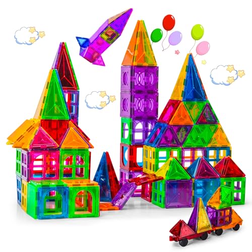 Bambini Magnetische Fliesen Set - Spielzeug Bausteine - Montessori Spielzeug - Fliesen Kinderspielzeug - Pädagogisch - Für 3+ Jahre Alte (Mehrfarbig – 100 Stück) von Bambini
