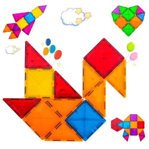 Bambini Magnetische Fliesen Set - Spielzeug Bausteine - Montessori Spielzeug - Fliesen Kinderspielzeug - Pädagogisch - Für 3+ Jahre Alte (Mehrfarbig – 40 Stück) von Bambini