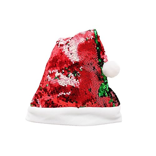 Rote Grüne Weihnachtsmann Mütze Umkehrbar Glitzer Sequins Weihnachtsmütze Farbwechsel Effekt Festliche Partymütze für Weihnachtsfeiern und Feste von Bamboopack