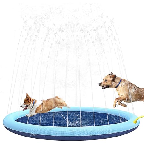Hundepool 100cm, Faltbarer Splash Sprinkler Pad, 0.58mm Verdickt Wasserspielmatte, Anti-Rutsch & 4 Flicken, Hunde Wasserspielzeug Hundeplanschbecken, Sprühmatte Sprühkissen für Sommer Garten Hundepool 100cm, Faltbarer Splash Sprinkler Pad, 0.58mm Verdickt Wasserspielmatte, Anti-Rutsch & 4 Flicken, Hunde Wasserspielzeug Hundeplanschbecken, Sprühmatte Sprühkissen für Sommer Garten von Bamda