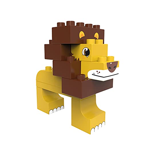 BIOBUDDI Wilde Tiere | Löwe in der Savanne, 11 Teile, 100% kompatibel mit Lego & duplo, klimaneutral hergestellt in EU (Niederlande), 97% Bioplastik, BB-0102 von BIOBUDDI