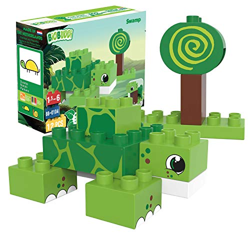 BIOBUDDI Wilde Tiere | Schildkröte im Sumpf, 12 Teile, 100% kompatibel mit Lego & duplo, klimaneutral hergestellt in EU (Niederlande), 97% Bioplastik, BB-0104 von BIOBUDDI