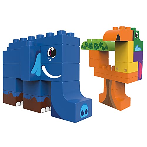 BIOBUDDI Wilde Tiere | Elefant & Tukan im Dschungel, 27 Teile, 100% kompatibel mit Lego & duplo, klimaneutral hergestellt in EU (Niederlande), 97% Bioplastik, BB-0106 von BIOBUDDI