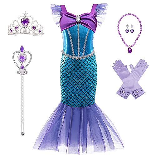 BanKids Meerjungfrau Kostüm Kinder Mädchen Dress Up Arielle Kostüme Prinzessin Kleid Ausgefallene Meerjungfrau Kleid 2-3Jahre (100,K52) von BanKids