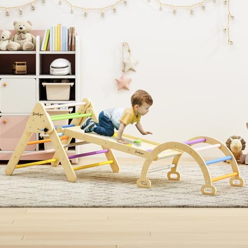 BanaSuper Kinder Faltbares Indoor Kletterdreieck-Set mit Rampe und Bogen, Montessori-Lernspielzeug für Kleinkinder, Dschungel-Turngerüst Spielplatz als Innenhof-Spielzeug BanaSuper Kinder Faltbares Indoor Kletterdreieck-Set mit Rampe und Bogen, Montessori-Lernspielzeug für Kleinkinder, Dschungel-Turngerüst Spielplatz als Innenhof-Spielzeug von BanaSuper