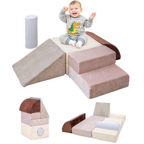 BanaSuper Schaumstoff Bausteine für Kinder, XXL Kletterblöcke Set Falten zu Spielmatte, Weiche Softbausteine zum Klettern & Krabbeln, Motorikspielzeug Zuhause & Kindergarten, EN71-zertifiziert, Blau von BanaSuper