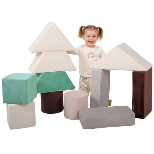 BanaSuper XXL Schaumstoff Bausteine für Kinder, 11-teilige Weiche Kletterblöcke zum Bauen & Klettern, Riesen Bausteine Set mit Weihnachtsbaum Form, EN71-zertifiziert, Geschenk für Jungen & Mädchen von BanaSuper