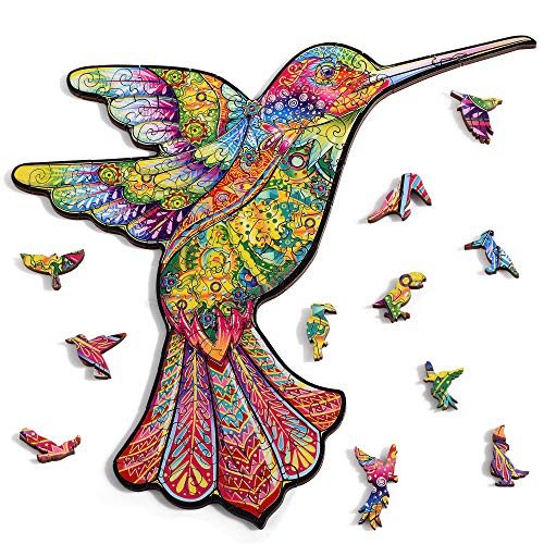 Holzpuzzle Erwachsene 108pcs, Einzigartiges Holzpuzzle für Erwachsene, Wooden Puzzle Anspruchvoll, Tierform Holz Puzzle Erwachsene und Kinder, Weihnachten Geschenk (7.55 x 10.78 Inches, Hummingbird) von BananMelonBM