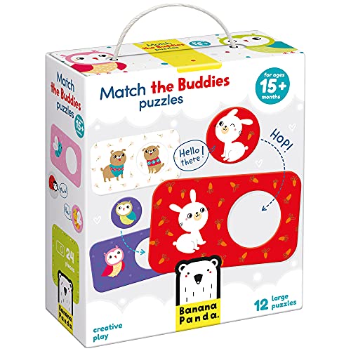 Banana 49030 Panda - Match The Buddies Puzzles - Steckpuzzles für Anfänger & Zuordnungsaktivität für Kinder ab 15 Monaten von Banana Panda