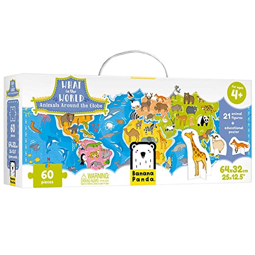Banana Panda 33663 What World-Animals Around The Globe Puzzle, zuordnungsaktivität, Spiel, Mehrfarbig, Large Banana Panda 33663 What World-Animals Around The Globe Puzzle, zuordnungsaktivität, Spiel, Mehrfarbig, Large von Banana Panda
