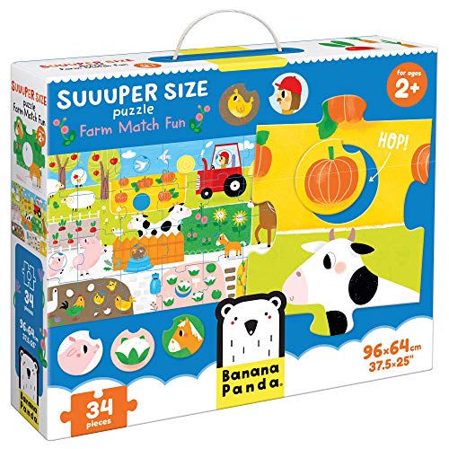 Banana Panda 49108, Spiel, Suuuper Size Puzzle Farm Match Fun – Großes Bodenpuzzle und Zuordnungsaktivität mit 34 Teilen, für Kinder ab 2 Jahren und älter von Banana Panda