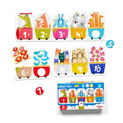 Banana Panda - Make-a-Match Puzzle Number Train - enthält 30 große Teile zum Lernen von Zahlen und Farben sowie eine Anleitung für Eltern mit kreativen Spielideen, für Kinder ab 3 Jahren und älter von Banana Panda