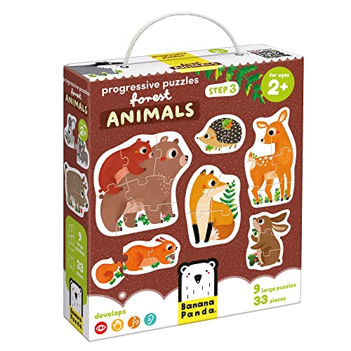 Banana Panda Progressive Puzzles Forest Animals für Kinder ab 2 Jahren - 33 Teile - Tiere - Kinderpuzzle - Kleinkind Entwicklung Spielzeug - Puzzle von Banana Panda