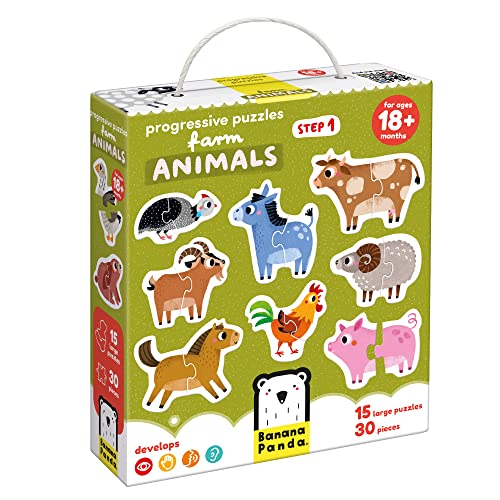 Banana Panda Progressive Puzzles Tiny Creatures für Kinder ab 2 Jahren - 32 Teile - Farmtiere - Kinderpuzzle - Kleinkind Entwicklung Spielzeug - Puzzle von Banana Panda