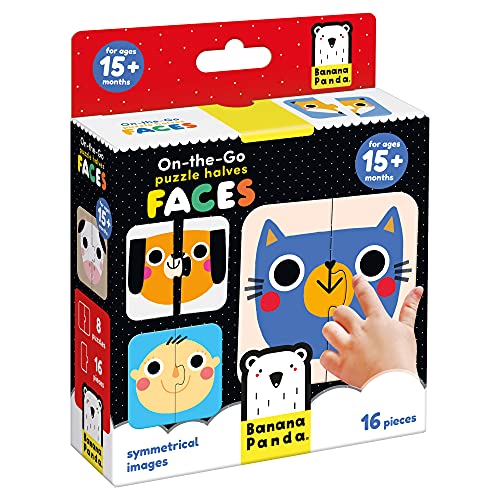 Banana Panda-Store On-The-Go Enthält 8 Zweiteilige Anfängerpuzzles zur Förderung von frühem Lernen und Feinmotorik, Puzzle Halves Faces 15m+ von Banana Panda