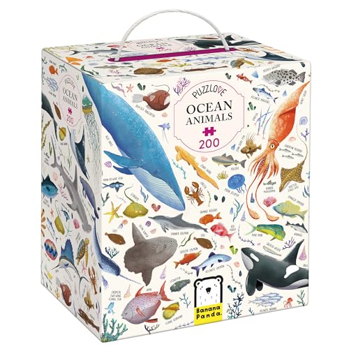 Puzzlove Ocean Animals 200 Teile Lernpuzzle für Kinder 7+, Bodenpuzzle, Meeresleben von Banana Panda