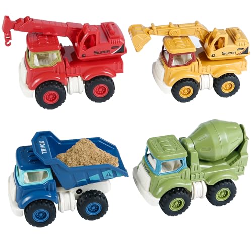 Banaone Spielzeugauto ab 1 2 3 Jahre, 4 Stück Baufahrzeuge Spielzeug, Bagger Spielzeug Auto Spielzeugautos Set, Baby Konstruktionsfahrzeuge Baufahrzeuge, Minibagger Spielzeugauto für Kinder (B) von Banaone