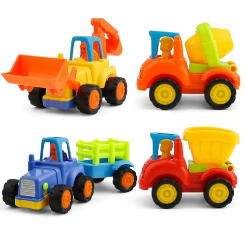 Banaone Spielzeugauto ab 1 2 3 Jahre, 4 Stück Baufahrzeuge Spielzeug, Bagger Spielzeug Auto Spielzeugautos Set, Baby Konstruktionsfahrzeuge Baufahrzeuge, Minibagger Spielzeugauto für Kinder (C) von Banaone