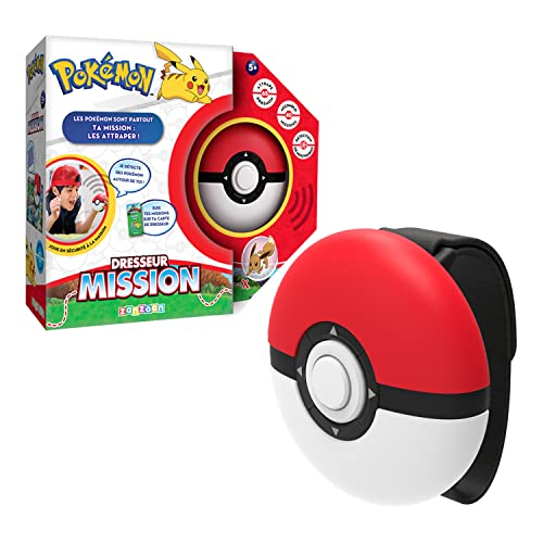 Bandai - Pokémon – Missionstrainer – elektronisches Spiel in Form eines Poké-Balls – interaktives Spiel ohne Bildschirm mit Spracherkennung über das Universum der Pokémon – spricht Französisch – von Bandai