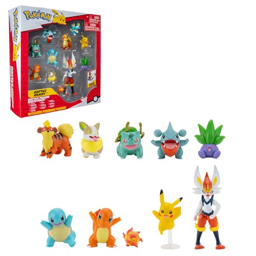 Bandai - Pokémon – Packung mit 10 Pokémon-Figuren 5 bis 8 cm – Pikachu Bisasam Glumanda Schigi Griknot Mystgras Caninos Frosch Voltoutou Pyrobut – Spielzeug für Kinder ab 4 Jahren – JW2855 von Bandai