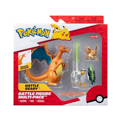 Bandai - Pokémon – Set mit 3 Pokémon-Figuren – Glurak, Palarticho und Evoli – Pokémon-Kampfset Battle Ready Deluxe – Spielzeug für Kinder ab 4 Jahren – JW2980 von Bandai