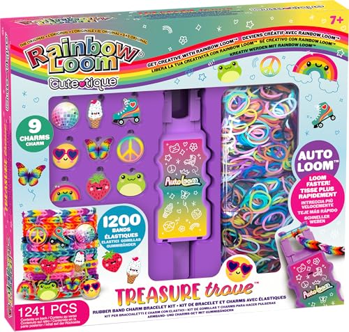 Bandai Rainbow Loom Cute Tique – Box zur automatischen Herstellung von elastischen Armbändern – Kreativset – enthält 1200 Gummibänder, Auto-Loom und Zubehör – Sortiment – Spielzeug für Kinder ab 7 von Bandai