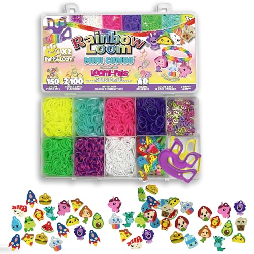 Bandai - Rainbow Loom Mini Combo Set Loomi Pals – Armbandherstellung Set - Kreatives Hobby - Enthält 2100 Gummibänder und 60 Tiercharms - Patentiertes Kit - Spielzeug für Kinder ab 7 Jahren - CD0093 von Bandai