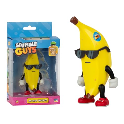 Bandai - Stumble Guys – Banana Guy – Figur 11 cm mit Aufklebern – Figur mit Gelenken, Videospiel Stumble Guys – PMS6010B von Bandai