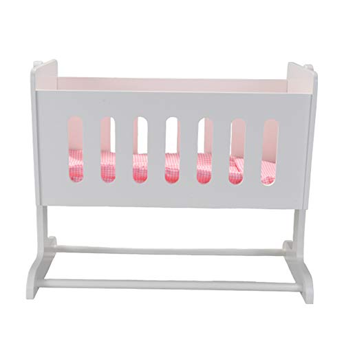 Bandits & Angels Puppenwiege aus Holz weiß für Mädchen – Puppenbett aus Holz – geeignet für Puppen bis 50 cm – inklusive Decke – Puppenbett – Puppenmöbel – Wiege mit Schaukelfunktion von Bandits & Angels