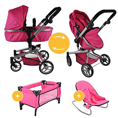 Bandits and Angels Pink Angel 4-in-1 Megapack Puppenwagen ab 3 Jahren für Mädchen – Spielzeug Kinderwagen, Buggy, Puppenbett und Schaukelstuhl – Rollen – Rosa Puppenwagen Bandits and Angels Pink Angel 4-in-1 Megapack Puppenwagen ab 3 Jahren für Mädchen – Spielzeug Kinderwagen, Buggy, Puppenbett und Schaukelstuhl – Rollen – Rosa Puppenwagen von Bandits & Angels
