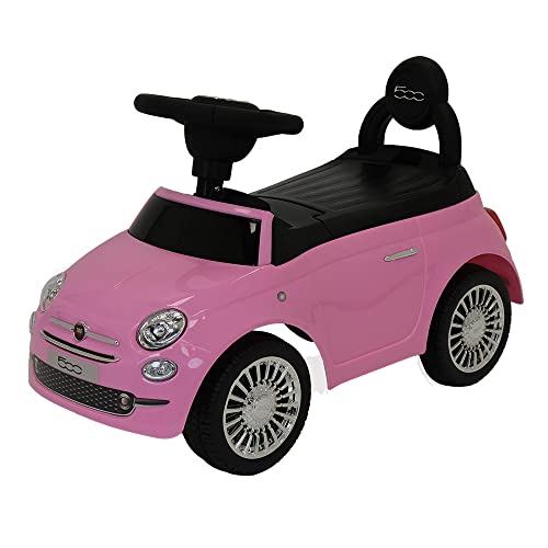 Bandits & Angels Rutschauto FIAT 500 Retro Pink ab 1 Jahr für Mädchen – Rosa Rutschauto für Kinder – mit Hupe – für drinnen und draußen von Bandits & Angels