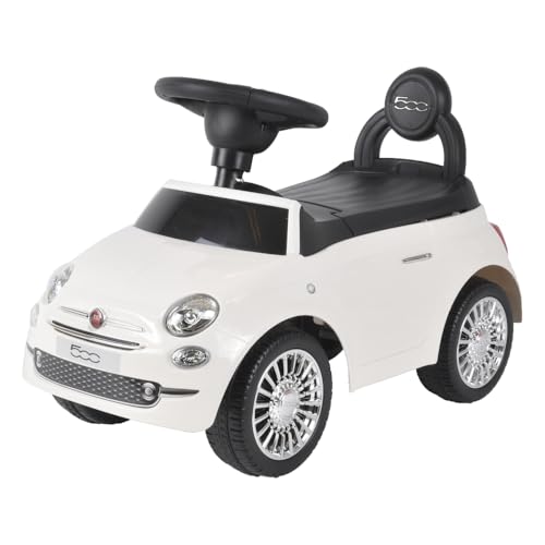 Bandits & Angels Rutschauto FIAT 500 Weiß ab 1 Jahr für Jungen und Mädchen – Weißes Rutschauto für Kinder – mit Hupe – für drinnen und draußen von Bandits & Angels