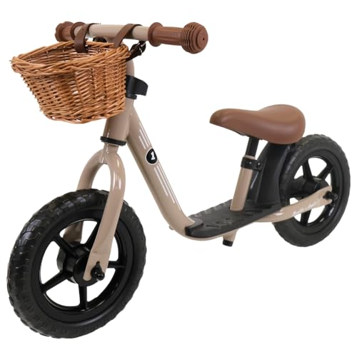 Bandits & Angels Laufrad aus Metall mit Weidenkorb ab 2 Jahren – Lauflernrad – Verstellbarer Sattel 29 bis 39 cm – für Jungen und Mädchen – niedriger Einstieg mit Trittbrett (Vintage Sand) von Bandits & Angels