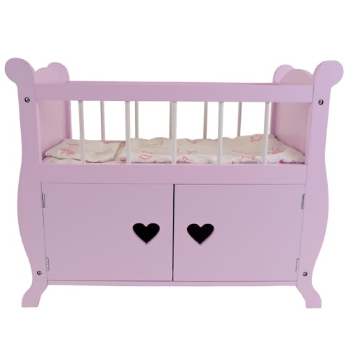 Bandits & Angels Puppenbett Sweetheart aus Holz mit Schrank rosa – Puppenbett aus Holz – geeignet für Puppen bis 46 cm – inklusive Decke – Puppenbett – Puppenmöbel Bandits & Angels Puppenbett Sweetheart aus Holz mit Schrank rosa – Puppenbett aus Holz – geeignet für Puppen bis 46 cm – inklusive Decke – Puppenbett – Puppenmöbel von Bandits & Angels