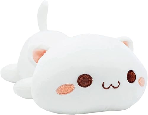 Bankeep Plüschkatze, weiches Spielzeug, Plüschtiere Kätzchen, Plüschpuppe Kissen, Geschenk für Kinder Mädchen 3+ Jahre (Weiß-1, 50cm) von Bankeep