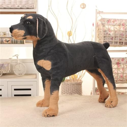 Bankeep Simulation 3D stehender Hund schwarz Plüsch Tiere Spielzeug Super realistisch Hund Spielzeug - 35 cm, Schwarz von Bankeep