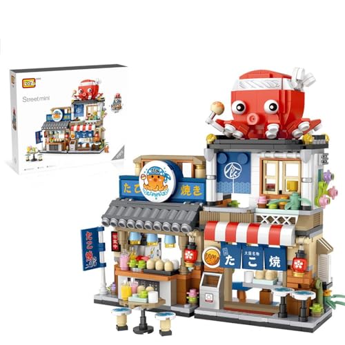 Bausatz, Modulares Baumodell, 722 Teile MOC Japan Street View Octopus Burning Shop Toy Kit, Bausatz, Lego kompatibel von Bankeep