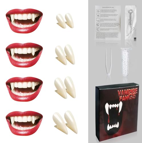 Halloween Vampir Zähne, Halloween Vampirzähne in 4 Größen, Erwachsene Vampirzähne - Vampire Teeth Fangs Halloween Vampir Schminke Cosplay Kostüm Accessoires Damen Herren Kinder Vampirgebiss Halloween Vampir Zähne, Halloween Vampirzähne in 4 Größen, Erwachsene Vampirzähne - Vampire Teeth Fangs Halloween Vampir Schminke Cosplay Kostüm Accessoires Damen Herren Kinder Vampirgebiss von Banlilu