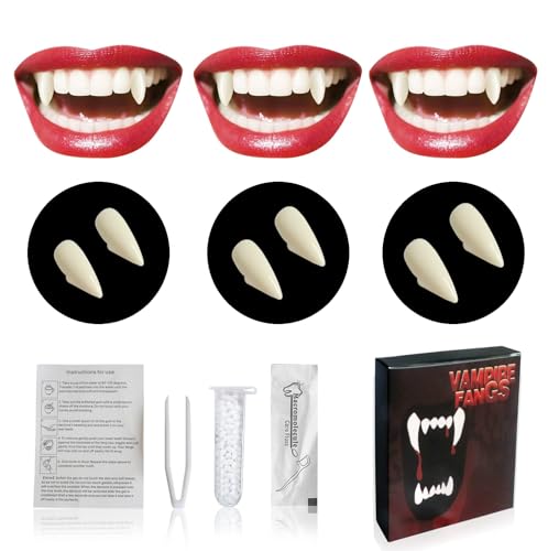 Halloween Vampir Zähne Erwachsene Vampirzähne Vampire Teeth Fangs Halloween Vampir Schminke Cosplay Kostüm Accessoires Damen Herren Kinder Vampirgebiss, Horror Werwolf Zähne Eckzähne Fangzähne Kleber Halloween Vampir Zähne Erwachsene Vampirzähne Vampire Teeth Fangs Halloween Vampir Schminke Cosplay Kostüm Accessoires Damen Herren Kinder Vampirgebiss, Horror Werwolf Zähne Eckzähne Fangzähne Kleber von Banlilu
