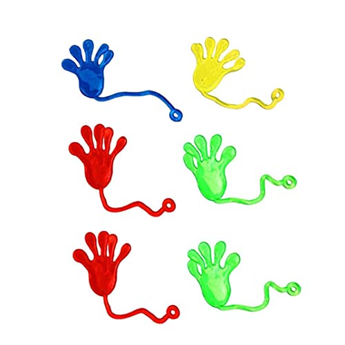 6pcs Dehnbare Hände Spielzeug, Mini Klebrige Hände Spielzeug lustiges dehnbares Fingerpalmenspielzeug für Kinder Geburtstag zufälliger Farbe Elastizität Plastik von Banziaju