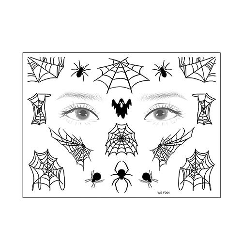 Balloonhalloween Spinnen -Tattoos, 1 PC Halloween Temporäre Tattoos, wasserdichte gefälschte Spinnenfledermaus -Tattoo, Halloween -Make -up -Aufkleber von Banziaju